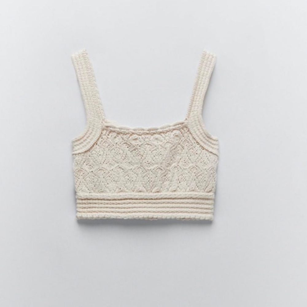 Zara Open Knit Crop Top Large